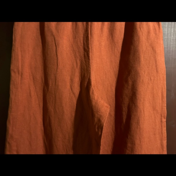 NWOT Urban Outfitters Linen Tie Front Wide Leg Cropped Pants Rust Orange Size M - Picture 11 of 15